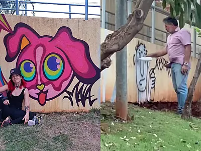 "Donos da Orla" destroem mural de 25 metros de Thais Maia